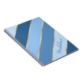 Custom Ombre Donker Medium Lichtblauw Goud Strepen Notitieboek (Rechterzijde)