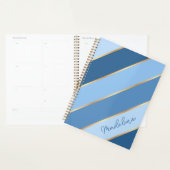 Custom Ombre Donker Medium Lichtblauw Goud Strepen Planner (Display)