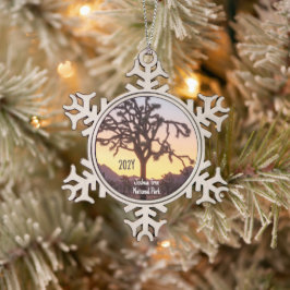 Custom Ombre Sunset Joshua Tree Tin Sneeuwvlok Ornament