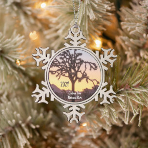 Custom Ombre Sunset Joshua Tree Tin Sneeuwvlok Ornament