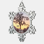 Custom Ombre Sunset Joshua Tree Tin Sneeuwvlok Ornament (Rechts)