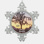 Custom Ombre Sunset Joshua Tree Tin Sneeuwvlok Ornament (Voorkant)