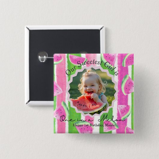 Custom One in een Melon Verjaardag Button (Voorkant /achterkant)