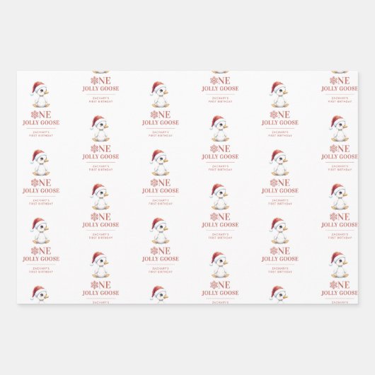 Custom One Jolly Goose December First Birthday Inpakpapier Vel (Voorkant 2)