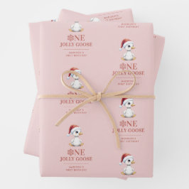 Custom One Jolly Goose December First Birthday Inpakpapier Vel