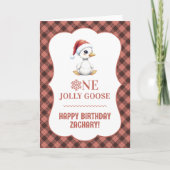 Custom One Jolly Goose December First Birthday Kaart (Voorkant)