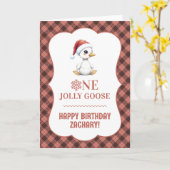 Custom One Jolly Goose December First Birthday Kaart (Gele Bloem)