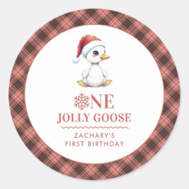 Custom One Jolly Goose December First Birthday Ronde Sticker