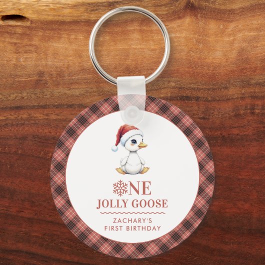 Custom One Jolly Goose December First Birthday Sleutelhanger (Achterkant)