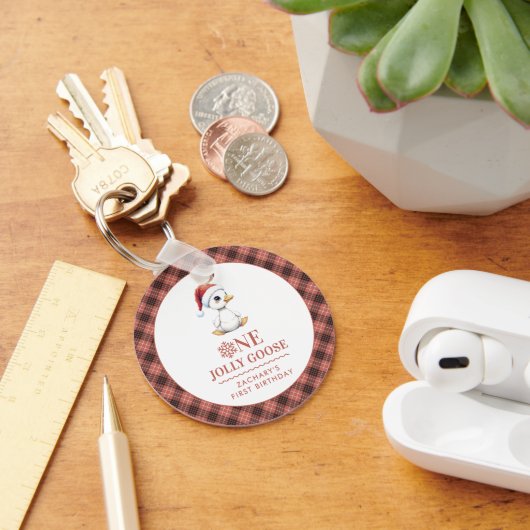 Custom One Jolly Goose December First Birthday Sleutelhanger (Bureau)