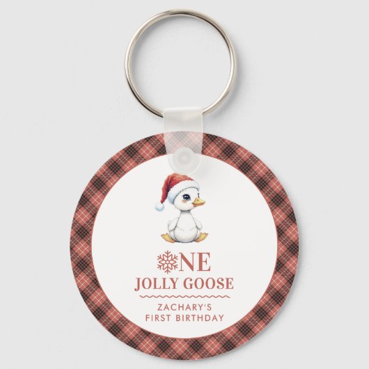 Custom One Jolly Goose December First Birthday Sleutelhanger (Achterkant)