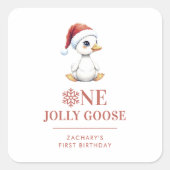 Custom One Jolly Goose December First Birthday Vierkante Sticker (Voorkant)