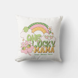 Custom One Lucky Mama Cute Retro Groovy Kussen