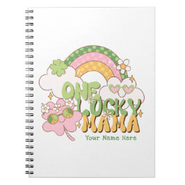 Custom One Lucky Mama Cute Retro Groovy Notitieboek
