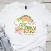 Custom One Lucky Mama Retro Groovy Rainbow T-shirt