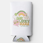 Custom One Lucky Mama Retro Groovy  Seltzer Blikjeskoeler (Voorkant)