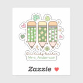 Custom One Lucky Teacher Retro Pencil Sticker (Vel)