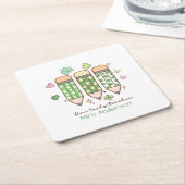 Custom One Lucky Teacher School Party Kartonnen Onderzetters (Schuin)