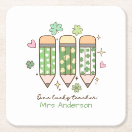 Custom One Lucky Teacher School Party Kartonnen Onderzetters