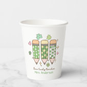 Custom One Lucky Teacher School Party Papieren Bekers (Achterkant)