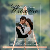 Custom One Photo Elegant Script Huwelijk Welkom Acryl Bord (Neutraal)
