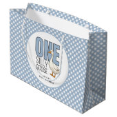 Custom One Silly Goose 1st Birthday Plaid Pattern Groot Cadeauzakje (Achterkant Gekanteld)