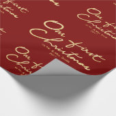 Custom Onze eerste kerst als Mr & Mrs Christmas Cadeaupapier (Hoek)