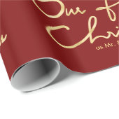 Custom Onze eerste kerst als Mr & Mrs Christmas Cadeaupapier (Rol Hoek)