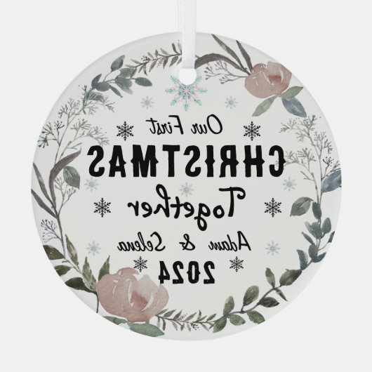 Custom Onze Eerste Kerst Ornament (Achterkant)