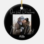 Custom | Onze eerste Kerstmis als de heer & mevrou Keramisch Ornament (Achterkant)