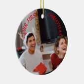 Custom onze eerste kerstpaar foto tweezijdig keramisch ornament (Rechts)