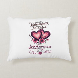 Custom Onze eerste Valentijnsdag Mr & Mrs. Accent Kussen