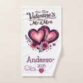 Custom Onze eerste Valentijnsdag Mr & Mrs. Bad Handdoek (Handdoek)
