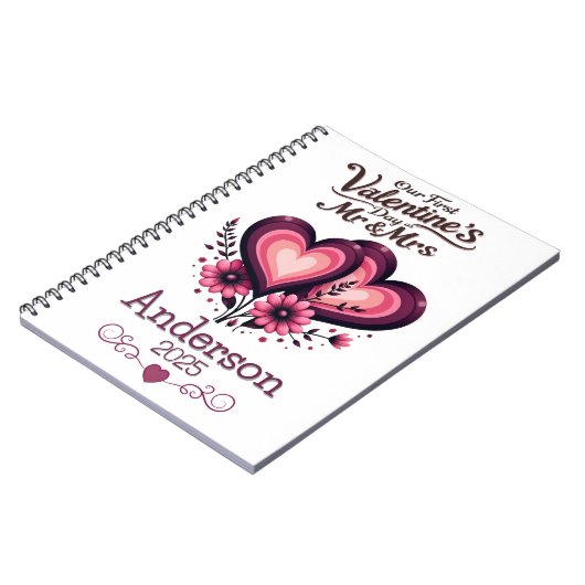 Custom Onze eerste Valentijnsdag Mr & Mrs. Notitieboek (Linkerzijde)