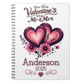 Custom Onze eerste Valentijnsdag Mr & Mrs. Notitieboek (Voorkant)