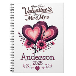 Custom Onze eerste Valentijnsdag Mr & Mrs. Notitieboek