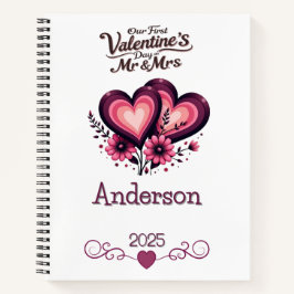 Custom Onze eerste Valentijnsdag Mr & Mrs. Notitieboek