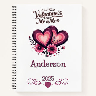 Custom Onze eerste Valentijnsdag Mr & Mrs. Notitieboek