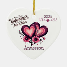 Custom Onze eerste Valentijnsdag Mr & Mrs Ornament