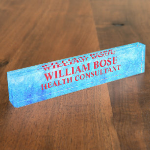 Custom Oosters Blauw Artistiek Naambordje