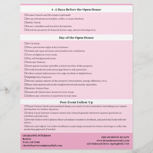 Custom Open House Checklist voor agenten Flyer (Achterkant)
