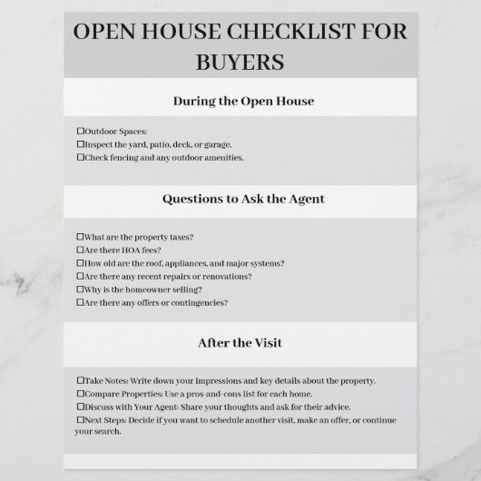 Custom Open House Checklist voor kopers Flyer (Achterkant)