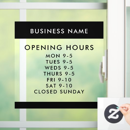 Custom Opening Hours Modern Minimalist Window Raamsticker (Huis)
