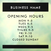 Custom Opening Hours Modern Minimalist Window Raamsticker (Vel 3)