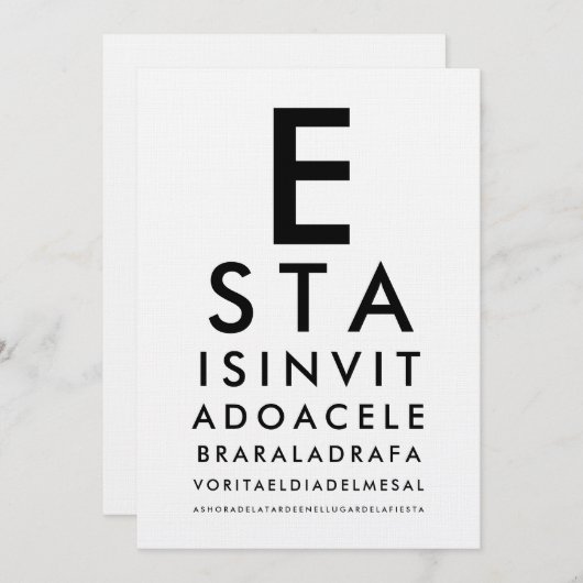 Custom Ophthalmology Optometry Eye Chart Kaart (Voorkant / Achterkant)