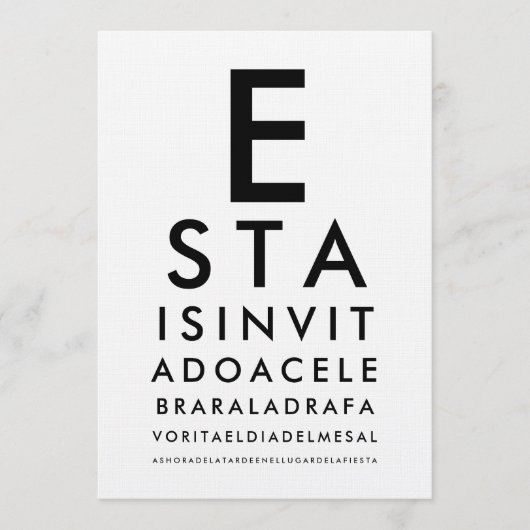 Custom Ophthalmology Optometry Eye Chart Kaart (Voorkant)