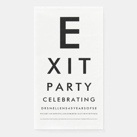 Custom Optometrist Reading Test Retirement Party Servet (Voorkant)