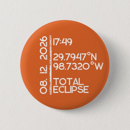 Custom Orange 2026 Solar Eclipse Ronde Button 5,7 Cm (Voorkant)