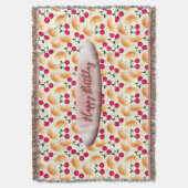 Custom Orange Floral Cherry Pattern Deken (Voorkant Verticaal)