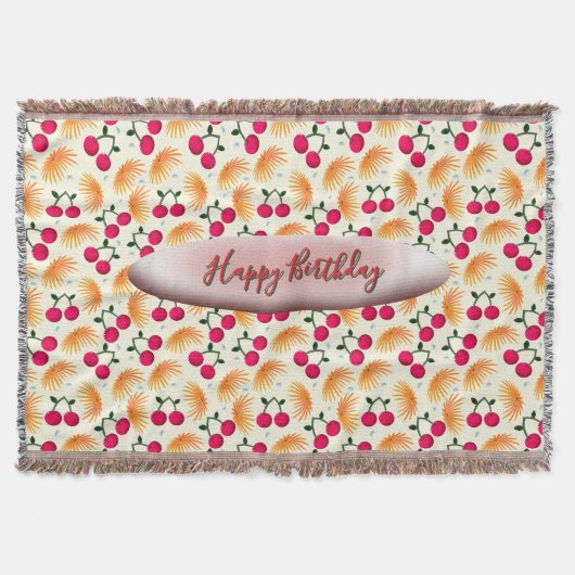 Custom Orange Floral Cherry Pattern Deken (Voorkant)